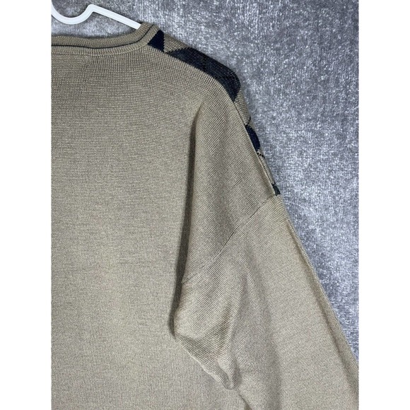 Consensus Merino Wool Blend Italy Argyle Knit Sweater Mens Size XL Tan Pullover - Picture 10 of 15